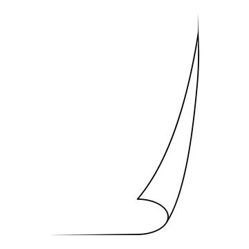 Folded Sheet Line Art, Single black line forming stylized folded sheet Stock Illustration