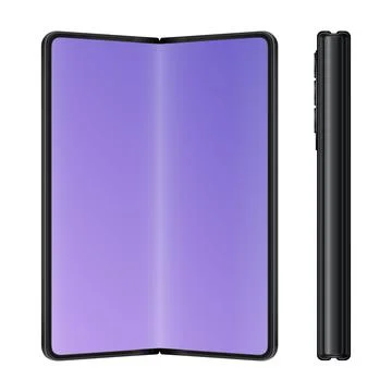 Folded Smartphone Mockup. Open and Closed View. Realistic Mockup on White Stock Illustration
