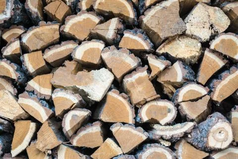 Folded stacks of firewood Stock Photos