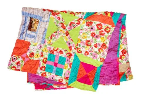 Folded stitched crumpled patchwork scarf cutout Fotos de archivo
