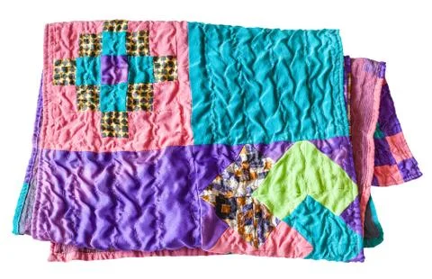 Folded stitched silk patchwork scarf isolated Foto stock