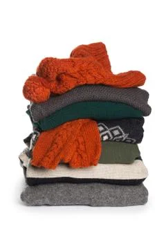 Folded sweater pattern on white background isolation Stock Photos