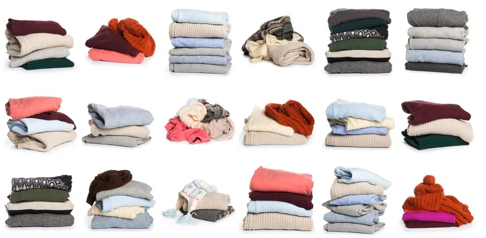 Folded sweater pattern on white background isolation Stock Photos