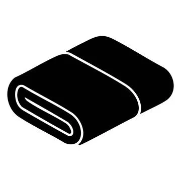 Folded towel icon, Spa fabric silhouette, Black bath towel vector Stock Illustration