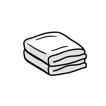 Folded towel or cloth. Stack of fabric. Line drawing. Stock Illustration