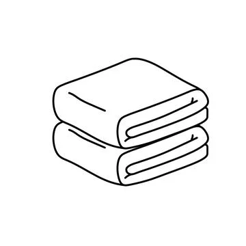 Folded towel or cloth. Stack of fabric. Line drawing. Stock Illustration