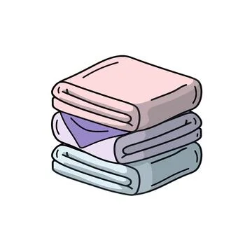 Folded towel or cloth. Stack of fabric. Stock Illustration