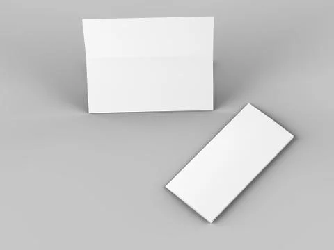 Folded trifold brochure in A4 format mockup.3d illustartion Stock Illustration
