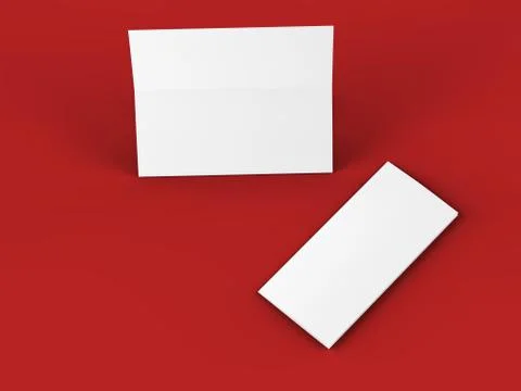 Folded trifold brochure in A4 format mockup.3d illustartion Stock Illustration