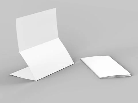 Folded trifold brochure in A4 format mockup.3d illustartion Stock Illustration