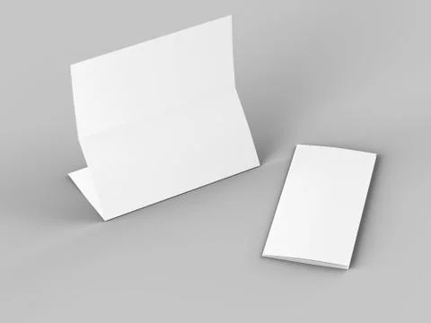 Folded trifold brochure in A4 format mockup.3d illustartion Stock Illustration