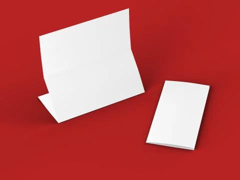 Folded trifold brochure in A4 format mockup.3d illustartion Stock Illustration