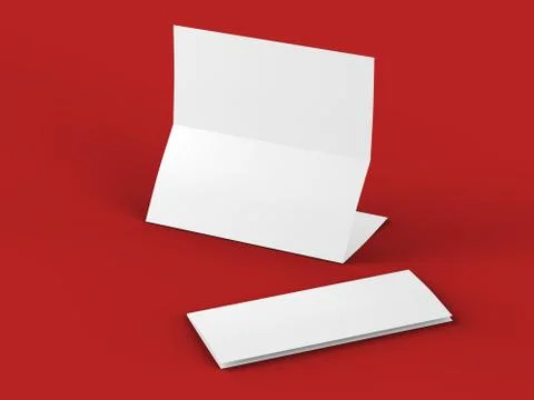 Folded trifold brochure in A4 format mockup.3d illustartion Stock Illustration