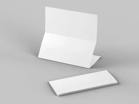 Folded trifold brochure in A4 format mockup.3d illustartion Stock Illustration