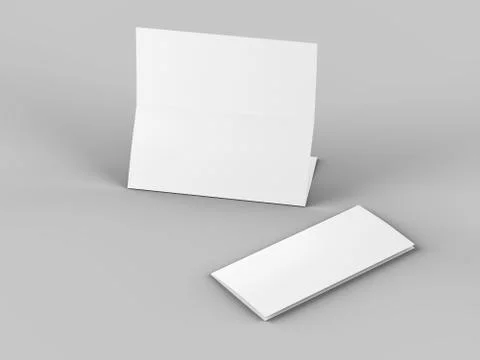 Folded trifold brochure in A4 format mockup.3d illustartion Stock Illustration
