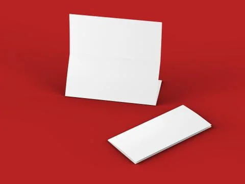 Folded trifold brochure in A4 format mockup.3d illustartion Stock Illustration