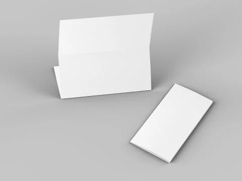 Folded trifold brochure in A4 format mockup.3d illustartion Stock Illustration