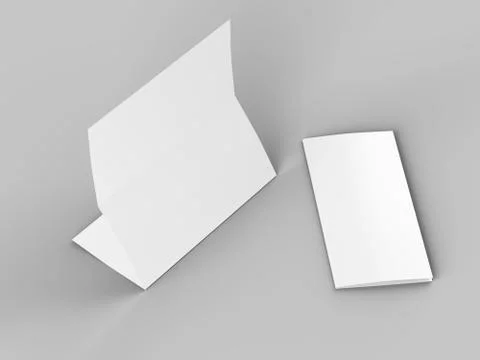 Folded trifold brochure in A4 format mockup.3d illustartion Stock Illustration
