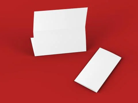 Folded trifold brochure in A4 format mockup.3d illustartion Stock Illustration