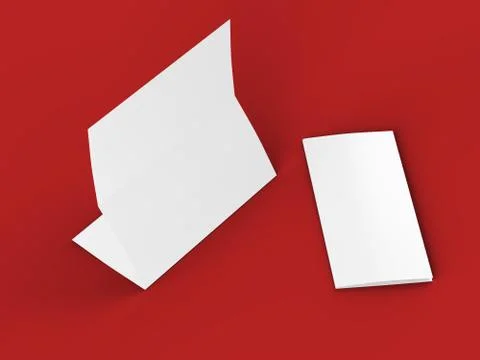 Folded trifold brochure in A4 format mockup.3d illustartion Stock Illustration