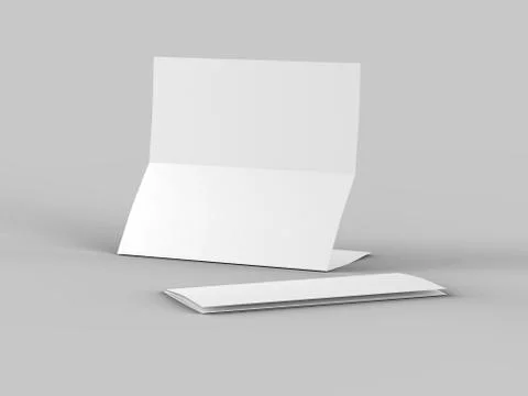 Folded trifold brochure in A4 format mockup.3d illustartion Stock Illustration