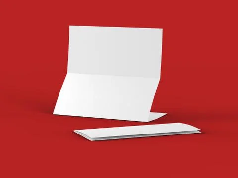 Folded trifold brochure in A4 format mockup.3d illustartion Stock Illustration