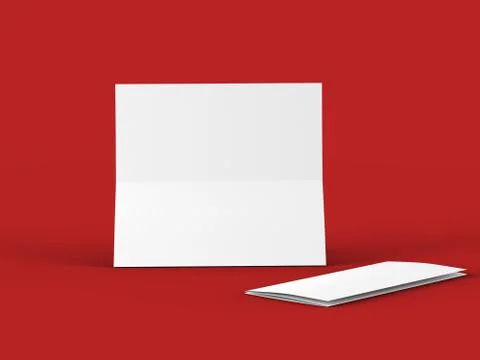 Folded trifold brochure in A4 format mockup.3d illustartion Stock Illustration