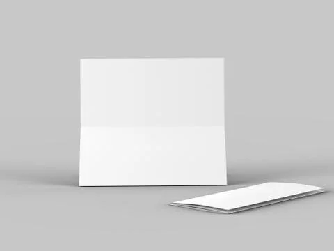 Folded trifold brochure in A4 format mockup.3d illustartion Stock Illustration