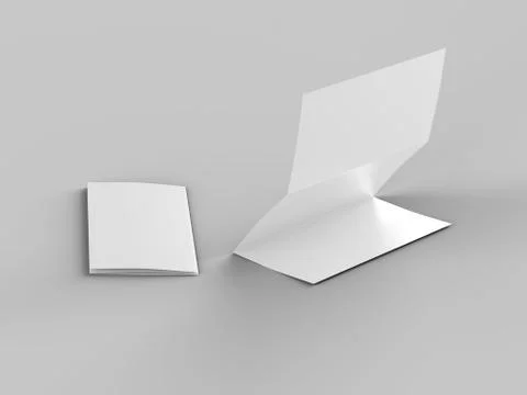 Folded trifold brochure in A4 format mockup.3d illustartion Stock Illustration