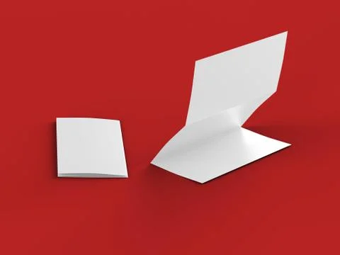 Folded trifold brochure in A4 format mockup.3d illustartion Stock Illustration