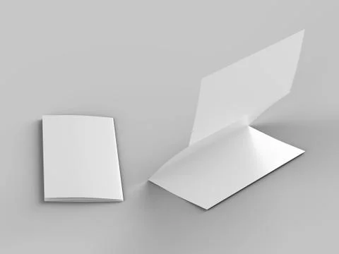 Folded trifold brochure in A4 format mockup.3d illustartion Stock Illustration