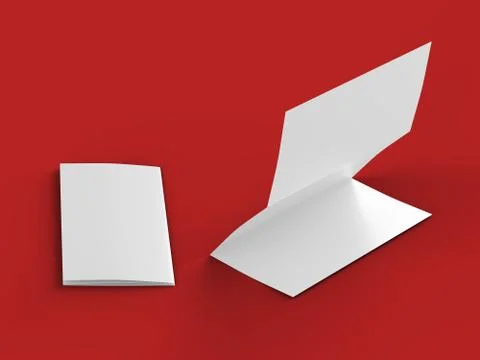 Folded trifold brochure in A4 format mockup.3d illustartion Stock Illustration