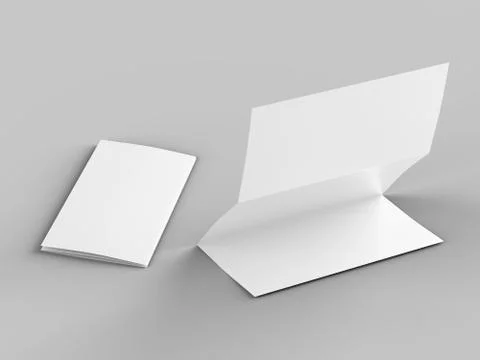 Folded trifold brochure in A4 format mockup.3d illustartion Stock Illustration