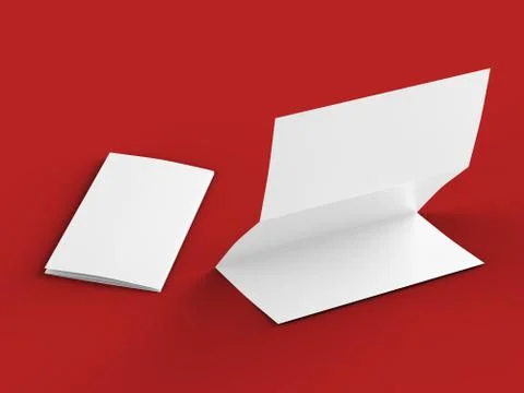 Folded trifold brochure in A4 format mockup.3d illustartion Stock Illustration