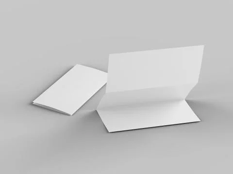 Folded trifold brochure in A4 format mockup.3d illustartion Stock Illustration