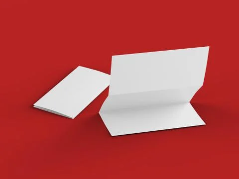 Folded trifold brochure in A4 format mockup.3d illustartion Stock Illustration