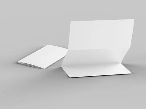 Folded trifold brochure in A4 format mockup.3d illustartion Stock Illustration