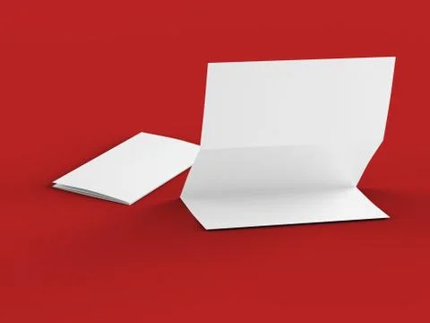 Folded trifold brochure in A4 format mockup.3d illustartion Stock Illustration