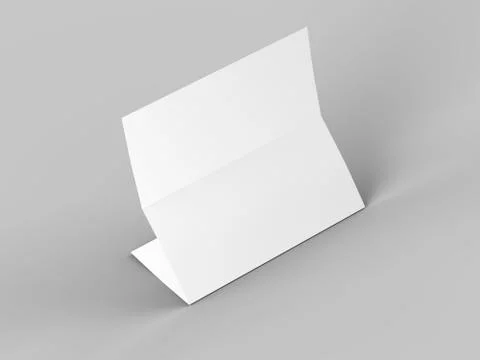 Folded trifold brochure in A4 format mockup.3d illustartion Illustrazione stock