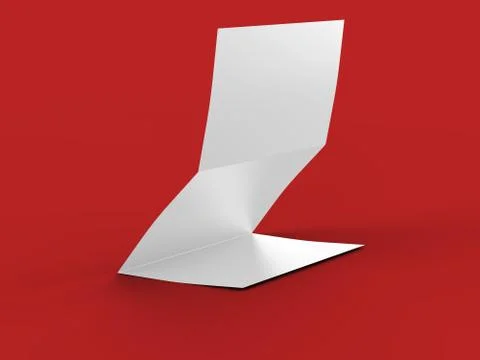 Folded trifold brochure in A4 format mockup.3d illustartion Stock Illustration