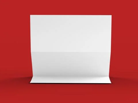 Folded trifold brochure in A4 format mockup.3d illustartion Stock Illustration