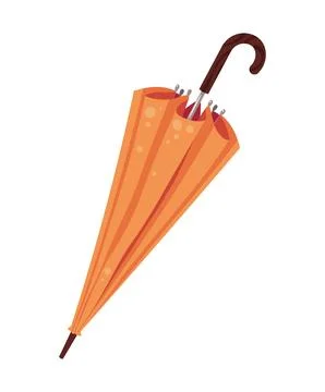 Folded Umbrella Flat Vector Illustration Isolated on White. Stylish Rain Stock Illustration