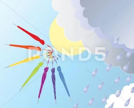 Folded umbrellas Stock Illustration