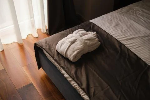 Folded white bathrobe  Stock-Fotos