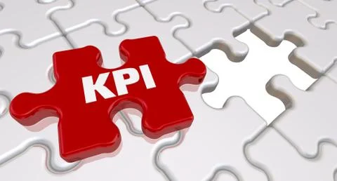 Folded white puzzles elements and one red with text KPI (Key Performance Indi Ilustração Stock