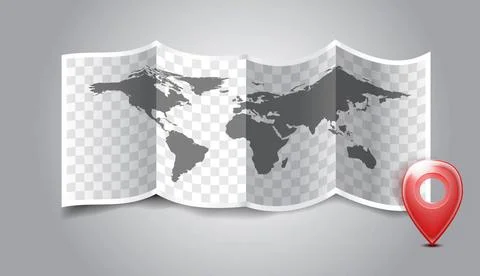 Folded world map with gps marks. Folded world map with gps marks. Vector i... Stock Photos