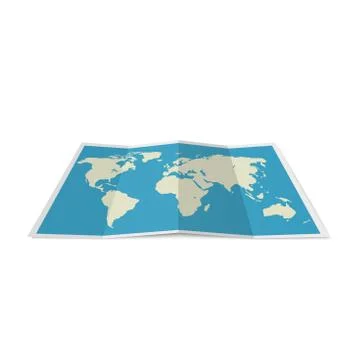 Folded World Map Illustrazione stock