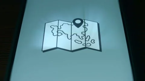 Folded World map with Location Pin, presentation Stock Footage 310056229