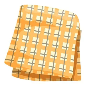 Folded yellow napkin with square pattern for picnic Stock Illustration