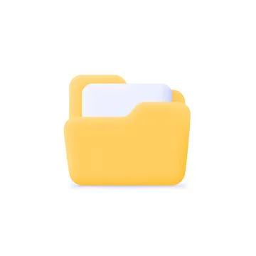 Folder in 3d style white background. Yellow portfolio folder 3d icon. Business Stock Illustration
